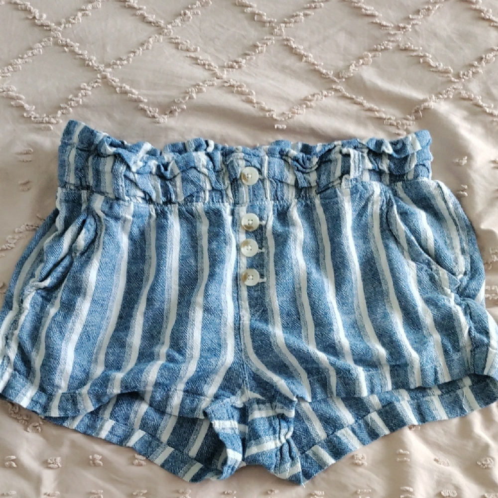 Blue Striped Women's Shorts